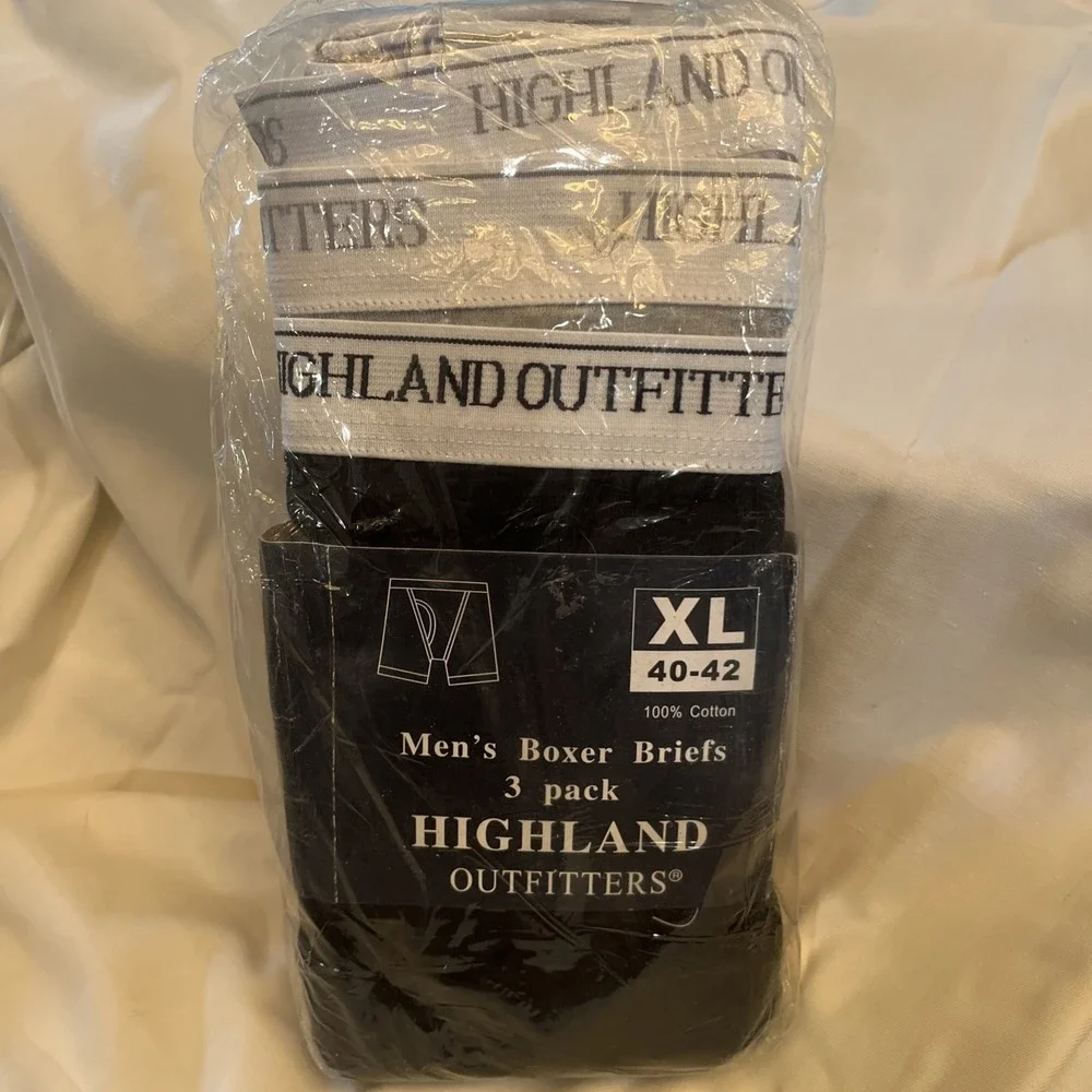 NOS Men's Vintage XL (40-42) Boxer Briefs Highland Outfitters 3 Pack
